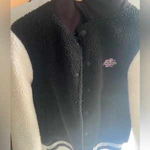 Petals White Sherpa Varsity Jacket